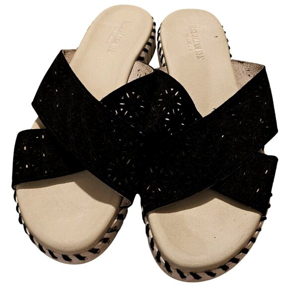 Ilse‎ Jasobsen Women's Black Lace Comfortable Slide Sandals Size 11.5 - Picture 3 of 5